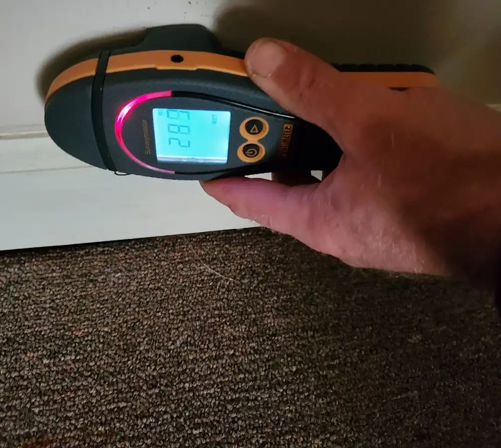 Moisture detection at baseboard during Burst Pipe Cleanup in Syracuse